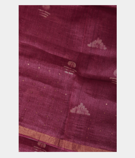 Maroon Linen Printed Saree T242224-image