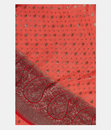 Dark Peach Banaras Georgette Silk Saree T239800-image