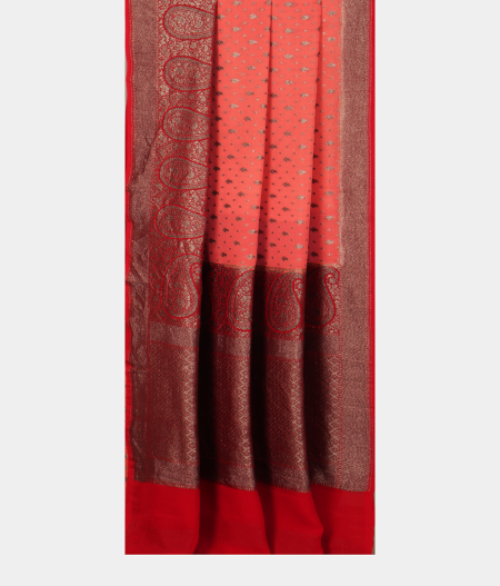 Dark Peach Banaras Georgette Silk Saree T2398002