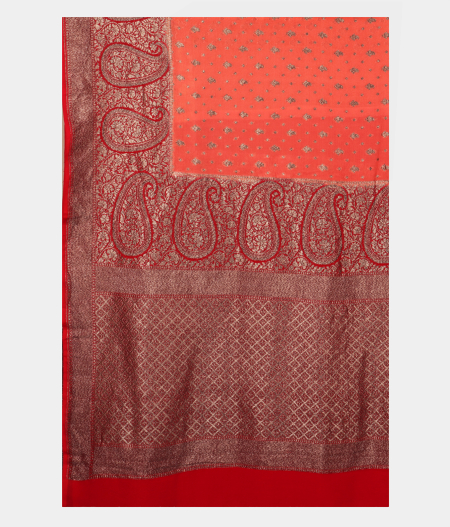 Dark Peach Banaras Georgette Silk Saree T2398004
