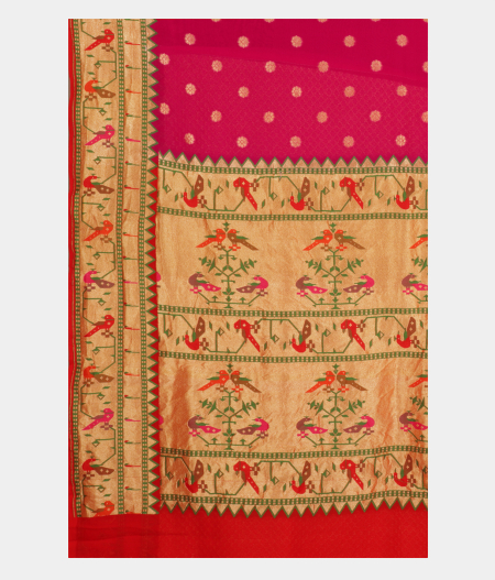 Pink Banaras Georgette Silk Saree with Paithani Border T2398104