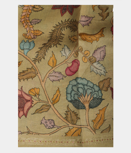 Greenish Grey Kora Organza Printed Saree T2443332