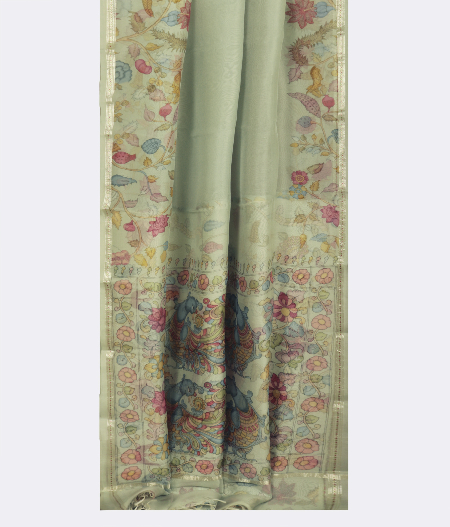 Light Blue Kora Organza Printed Saree T2443563