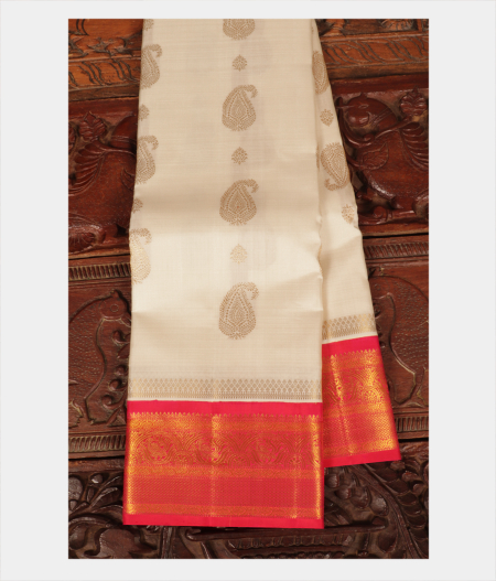 White Handwoven Kanjivaram Silk Saree T245096-image