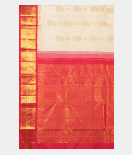 White Handwoven Kanjivaram Silk Saree T2450964