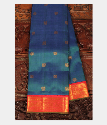 Buy online Green & Peacock Blue Kanchipuram Pattu Silk Saree With Zari Work  from ethnic wear for Women by Pothys for ₹4429 at 0% off | 2024 Limeroad.com