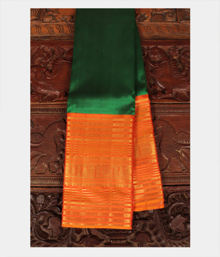 Bottle Green Handwoven Kanjivaram Silk Saree T240719-image