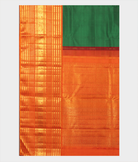 Bottle Green Handwoven Kanjivaram Silk Saree T2407194