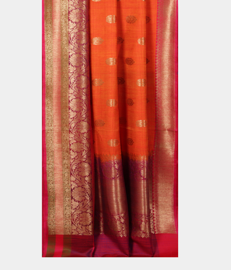 Orange Banaras Tussar Saree T2384882