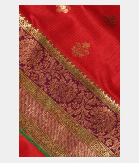 Red Banaras Tussar Saree T238471-image