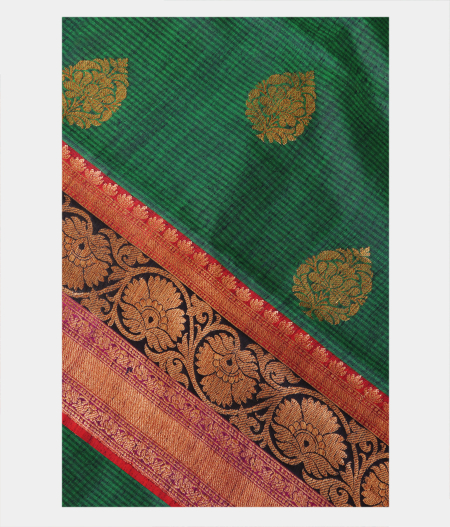 Peacock Green Banaras Tussar Saree T238473-image