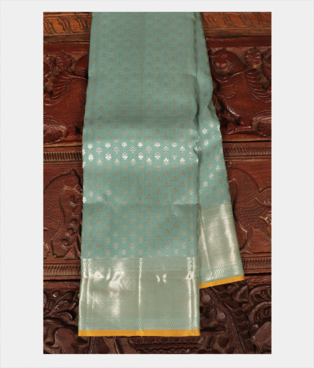 Greenish Blue Handwoven Kanjivaram Silk Saree T245429-image