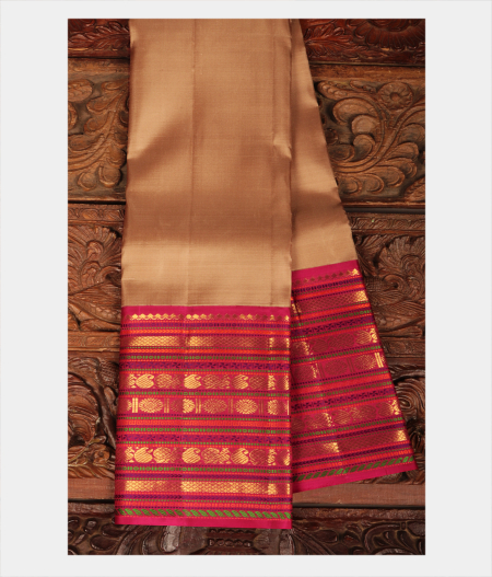 Beige Handwoven Kanjivaram Silk Saree T242105-image