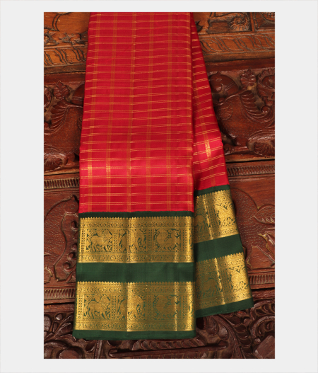 Red Handwoven Kanjivaram Silk Saree T242002-image