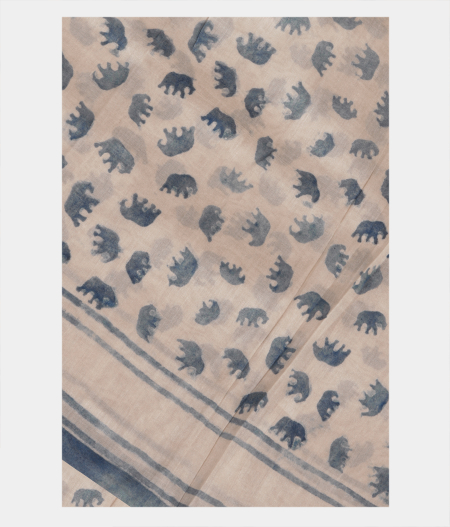 Off White Ajrakh Mulberry Silk Saree T233818 -image