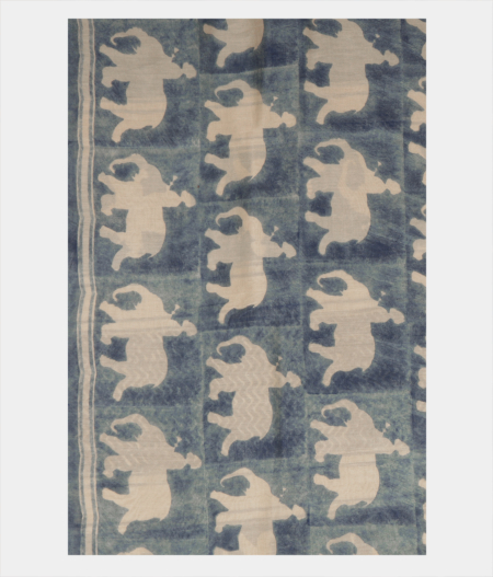 Off White Ajrakh Mulberry Silk Saree T233818 3