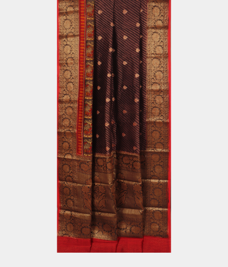 Dark Brown Soft Printed Cotton Saree T2418382