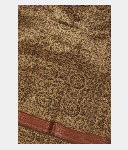 Brown Soft Printed Cotton Saree T241827-image