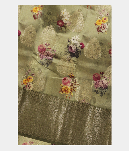 Sap Green Chaniya Silk Saree T239909-image