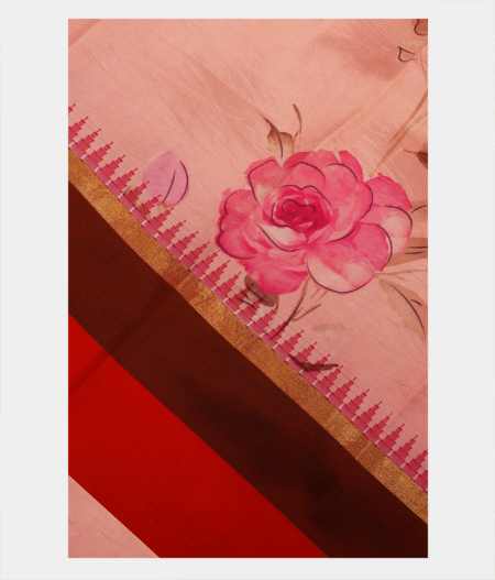 Light Peach Printed Soft Silk Saree T248952-image