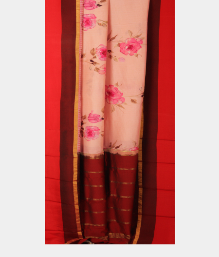 Light Peach Printed Soft Silk Saree T2489522