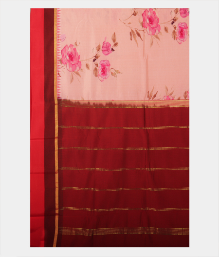 Light Peach Printed Soft Silk Saree T2489524