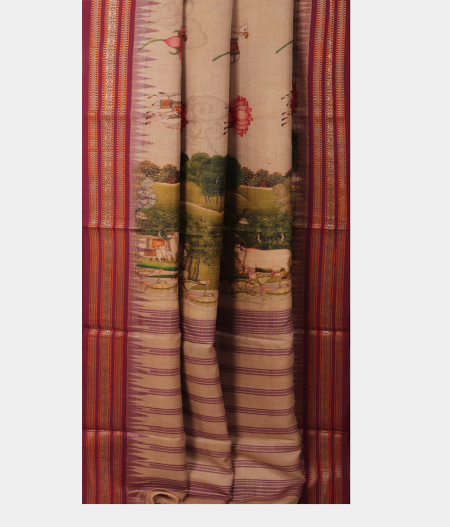 Light Grey Vidarbha Tussar Saree T2489712