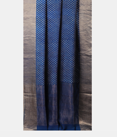 Blue Tussar Printed Saree T2474972