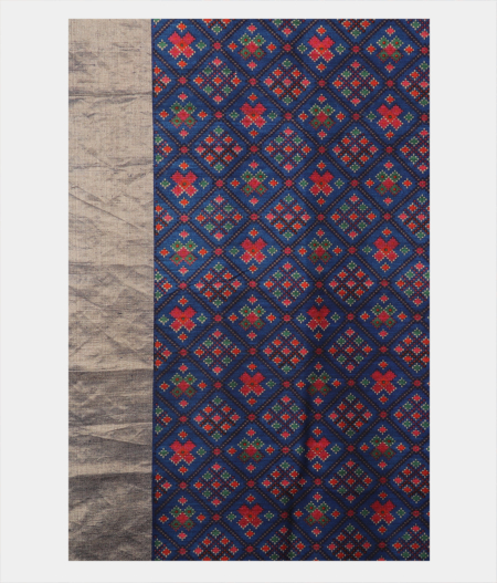 Blue Tussar Printed Saree T2474973