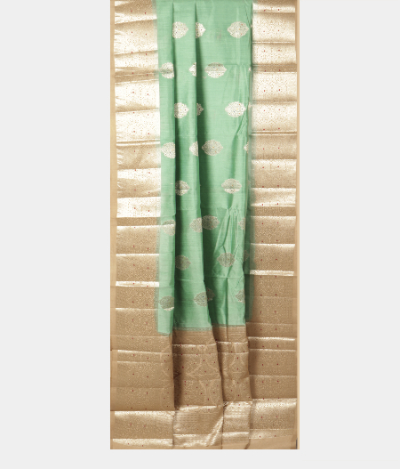 Bluish Green Chaniya Silk Saree T2487172