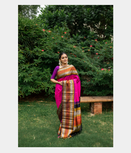 Pinkish Magenta Handwoven Kanjivaram Silk Saree T245488-image