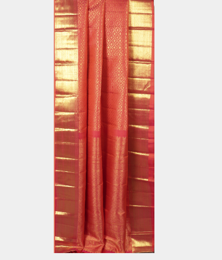 Orangish Pink Handwoven Kanjivaram Silk Saree T2488682