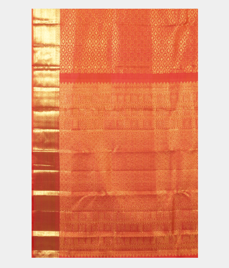 Orangish Pink Handwoven Kanjivaram Silk Saree T2488684