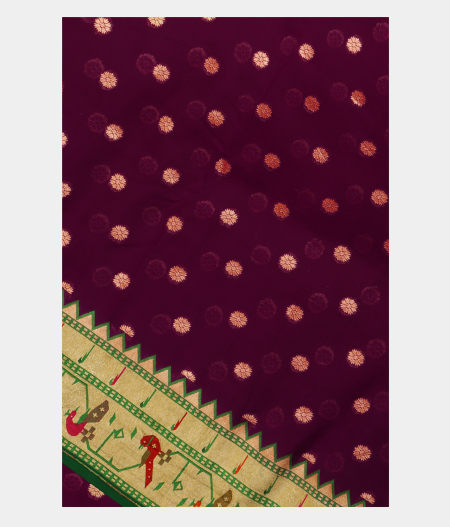 Purple Banaras Georgette Silk Saree with Paithani Border T244268-image