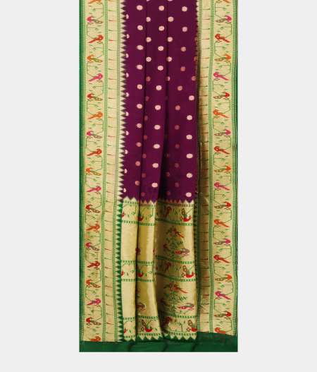 Purple Banaras Georgette Silk Saree with Paithani Border T2442682