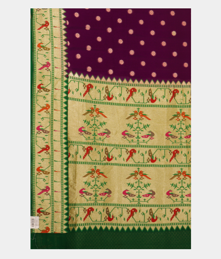 Purple Banaras Georgette Silk Saree with Paithani Border T2442684