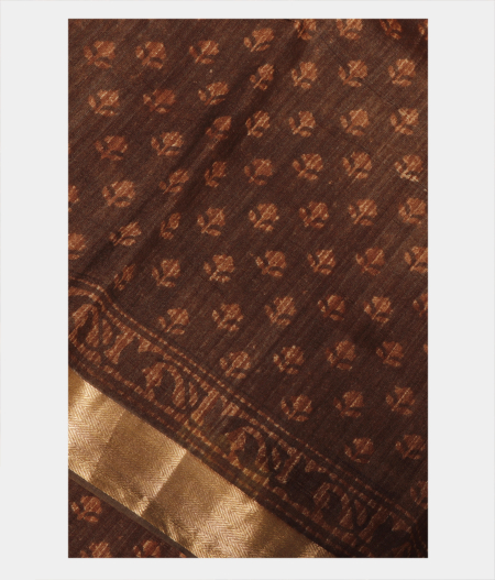 Brown Soft Tussar Printed Saree T248578-image