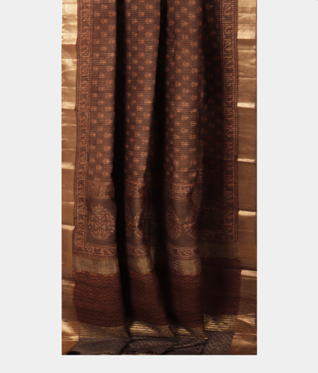 Brown Soft Tussar Printed Saree T2485782