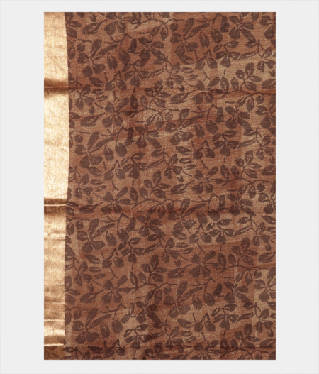 Brown Soft Tussar Printed Saree T2485783