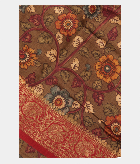 Brown Tussar Printed Saree T248052-image