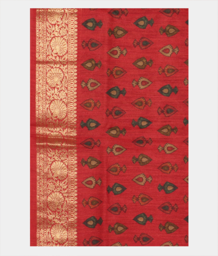 Brown Tussar Printed Saree T2480523