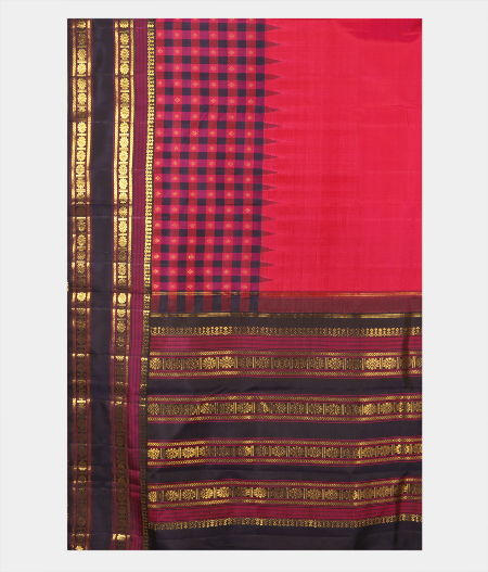 Cherry Red Handwoven Kanjivaram Silk Saree T2223784