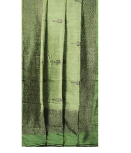 Green Banaras Tussar Saree T2480332