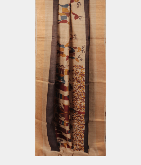 Beige Tussar Printed Saree T2458372