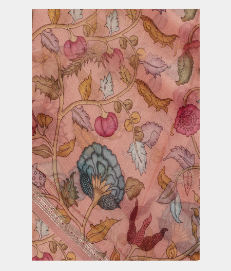 Pink Kora Organza Printed Saree T248936-image