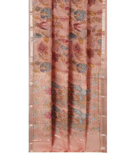 Pink Kora Organza Printed Saree T2489362