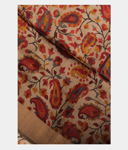Grey Soft Tussar Printed Saree T246001-image