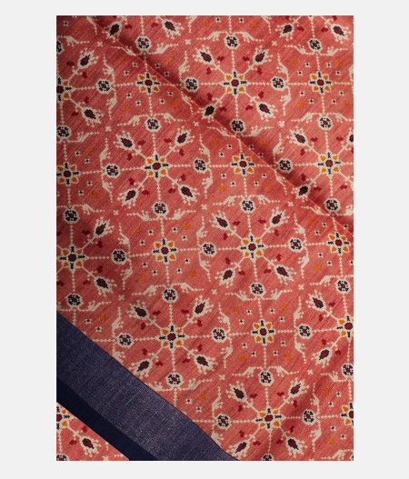 Peach Soft Tussar Printed Saree T245776-image