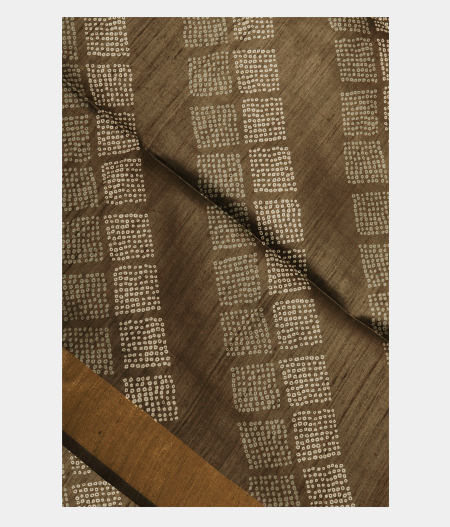 Greenish Grey Tussar Printed Saree T249341-image