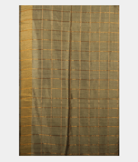 Greenish Grey Tussar Printed Saree T2493413